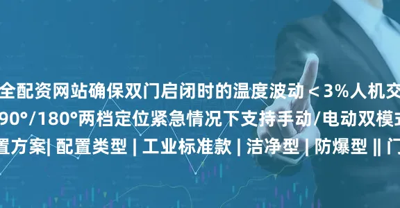 安全配资网站确保双门启闭时的温度波动＜3%人机交互优化：门体开度可设置为90°/180°两档定位紧急情况下支持手动/电动双模式开门典型配置方案| 配置类型 | 工业标准款 | 洁净型 | 防爆型 || 门体材质 | 冷轧钢板+硅胶密封 | 不锈钢+气密EPDM胶条 | 铸铝防爆门体