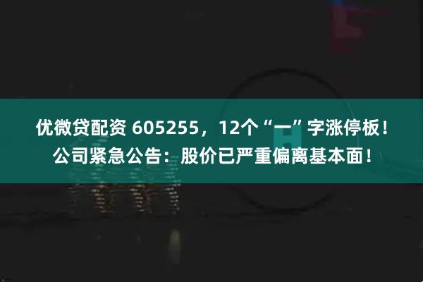 优微贷配资 605255,12个“一”字涨停板!公司紧急公告:股价已严重偏离基本面!